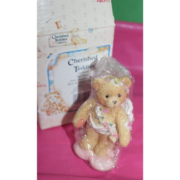 Enesco Cherished Teddies Be Mine Girl Bear With Bow And Arrow Figurine 1994 - Picture 1 of 4